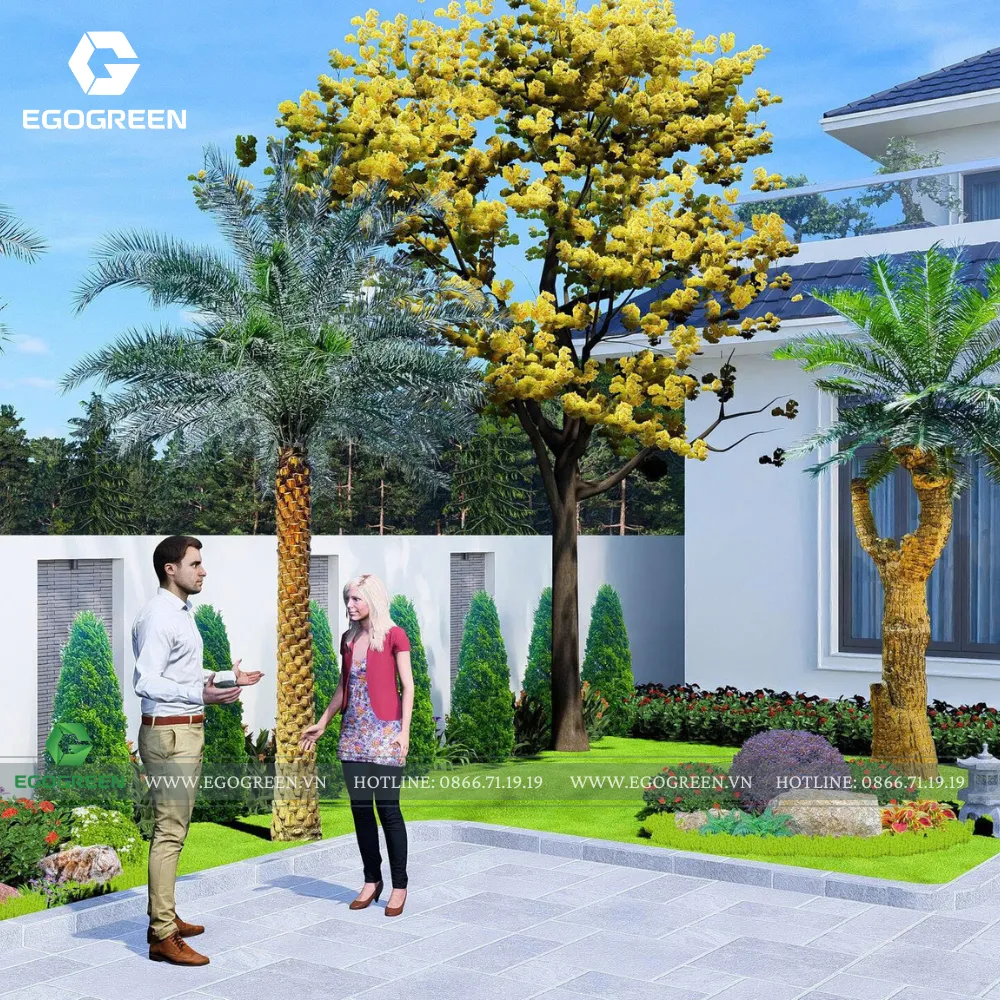 Trước khi tiến hành, EGOGREEN thống nhất bố cục tổng thể và phong cách của sân vườn